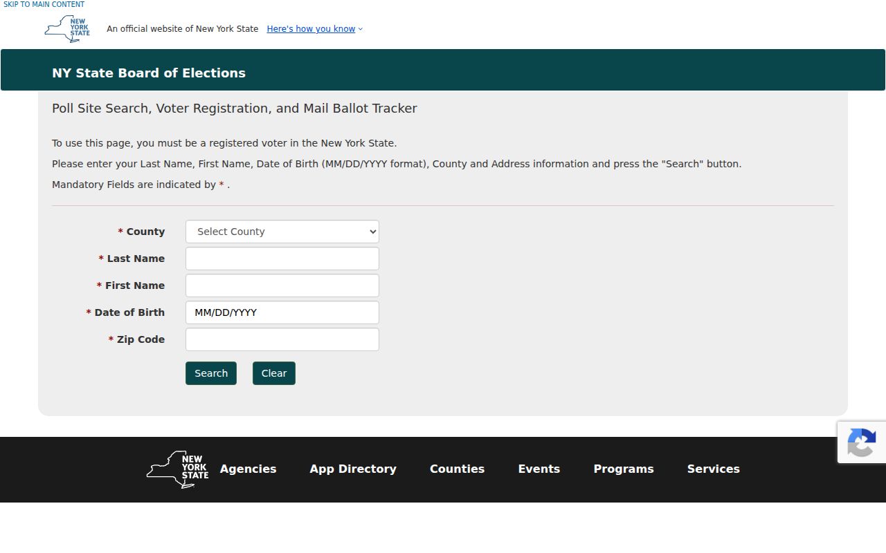 Warwick residents directory screenshot of the New York voter lookup fields