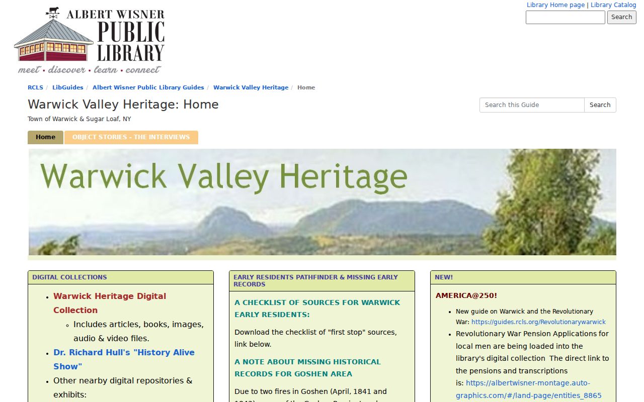 Warwick previous residents research through the Albert Wisner Public Library history guide